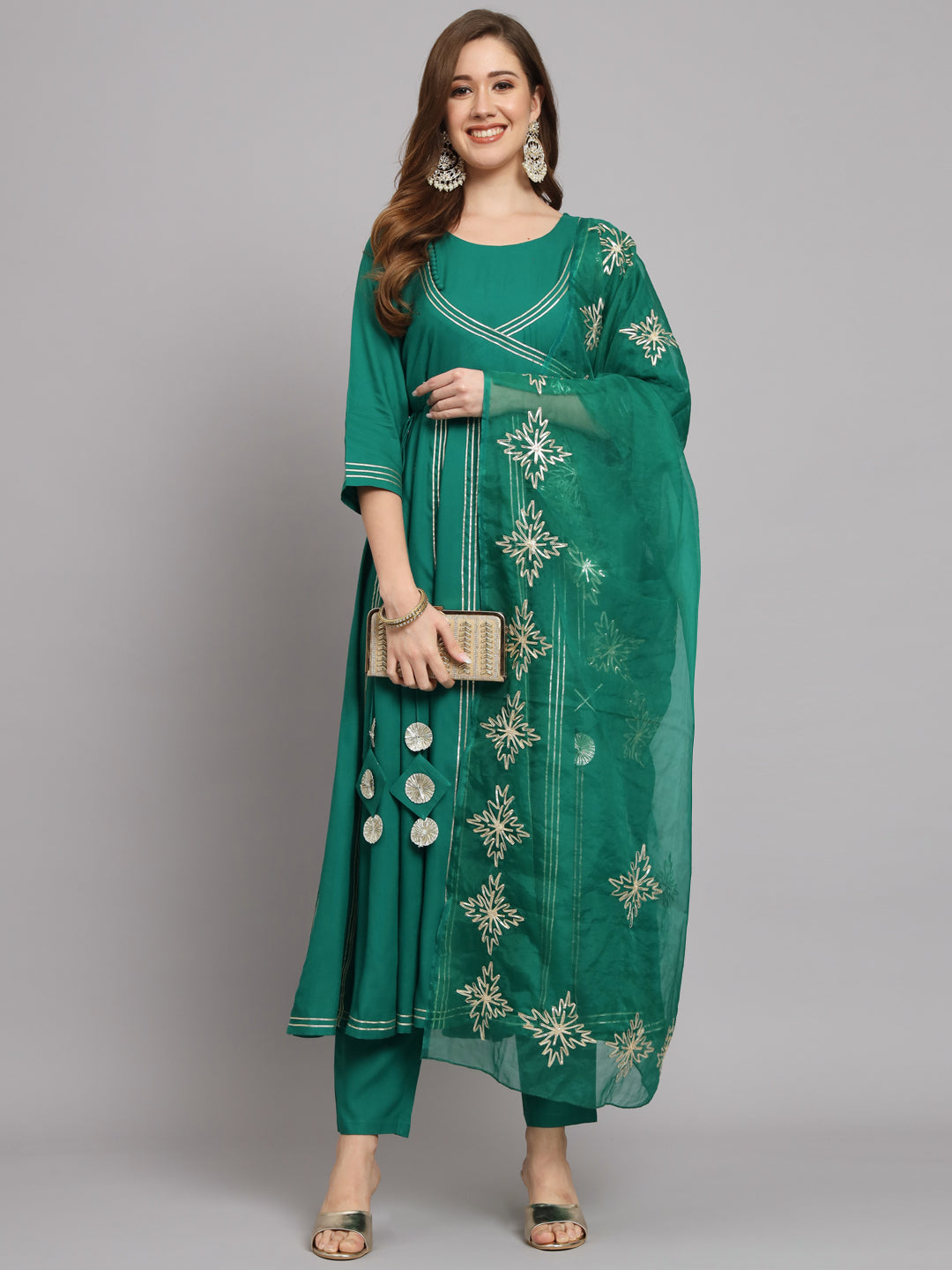 Green Anarkali Suit With Dupatta