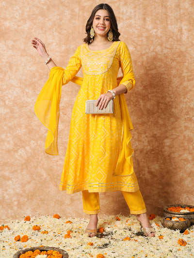 yellow anarkali dress