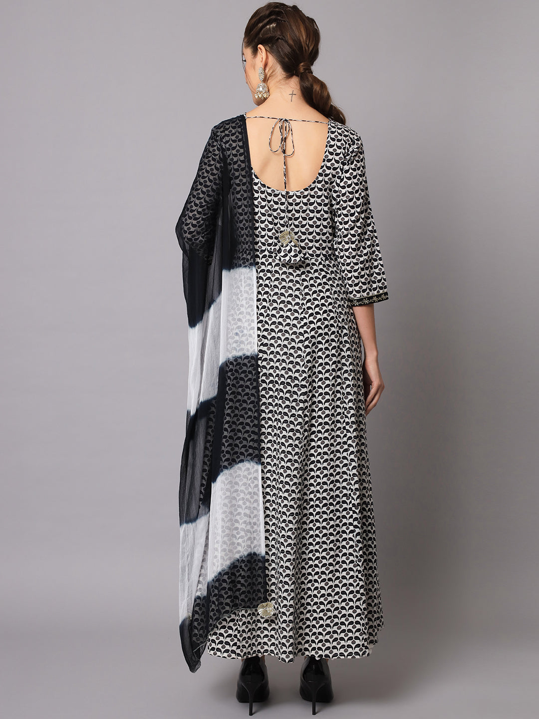 Black and White Dress with Dupatta