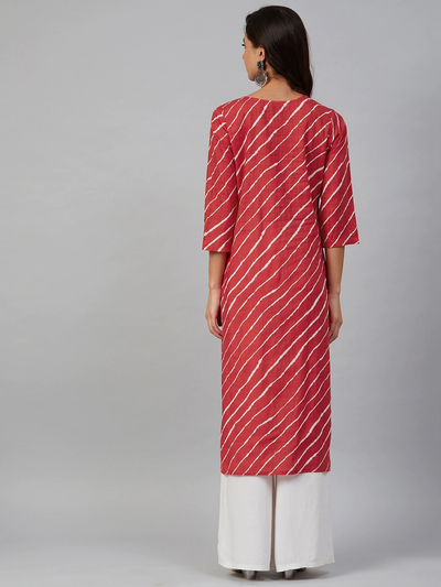 Red Leheriya Gota Patti Straight Kurta