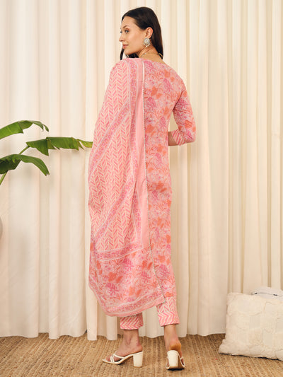 Baby Pink Ethnic Floral Kurta Set 2