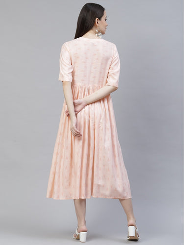 Ethnic Blush Peach Midi Dress
