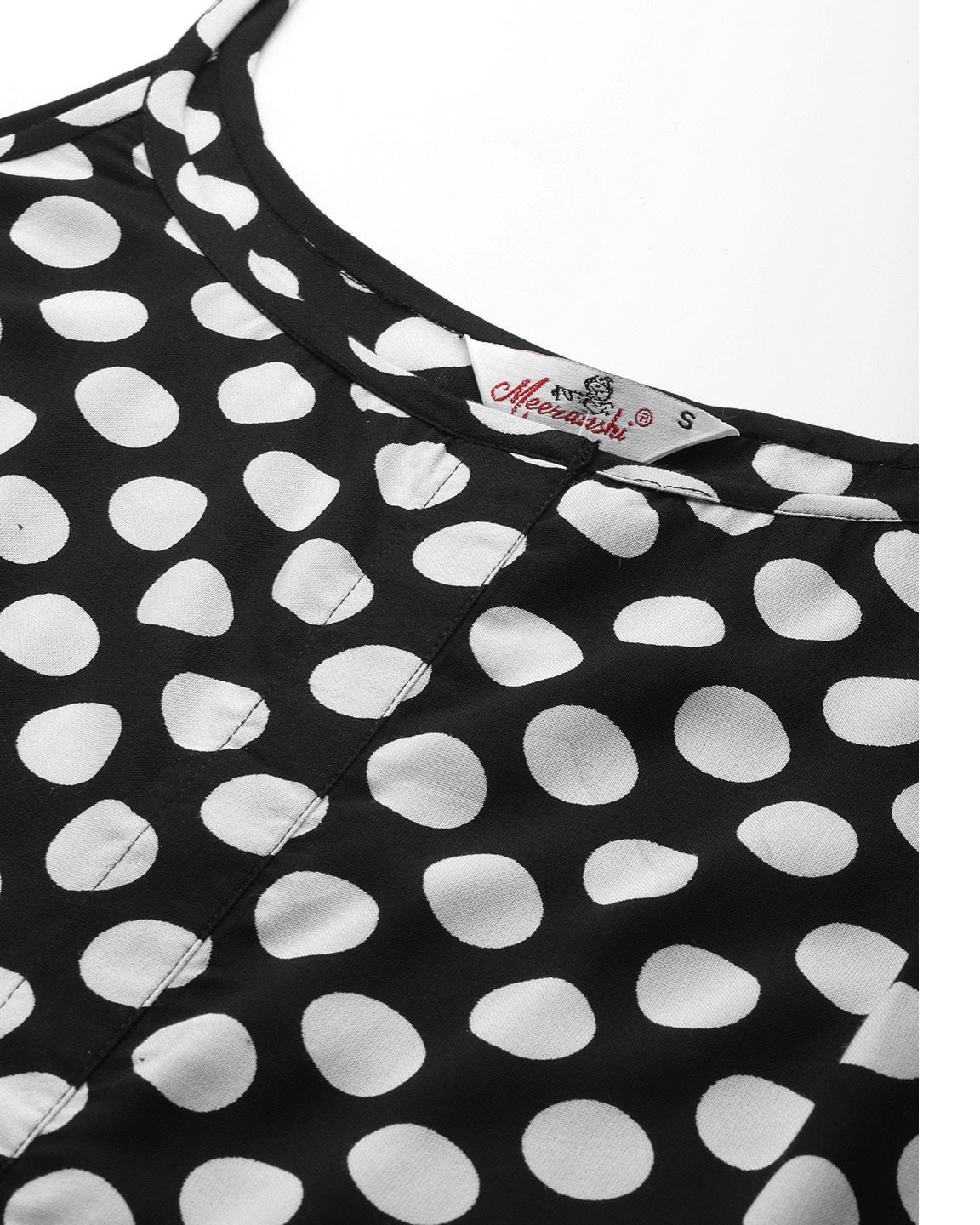 Black and White Polka Dots Printed Night Suit