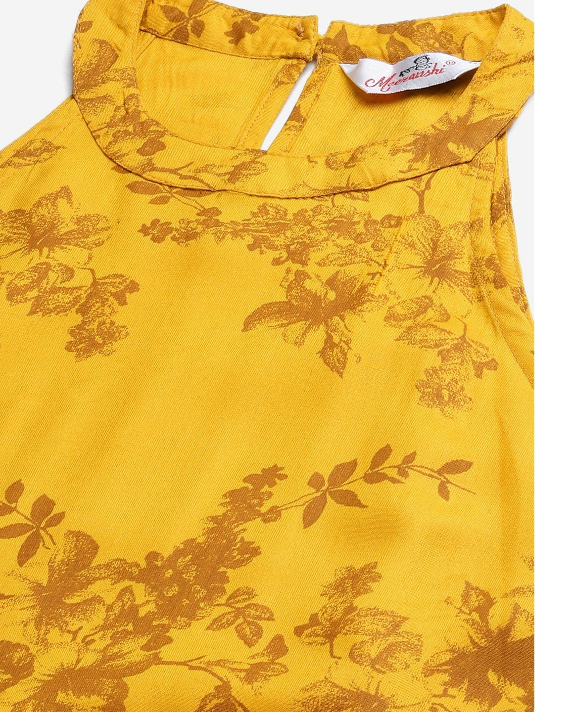 Yellow Floral Print Midi Dress